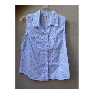 Cute Summer Button-Up w/ Bicycle Pattern